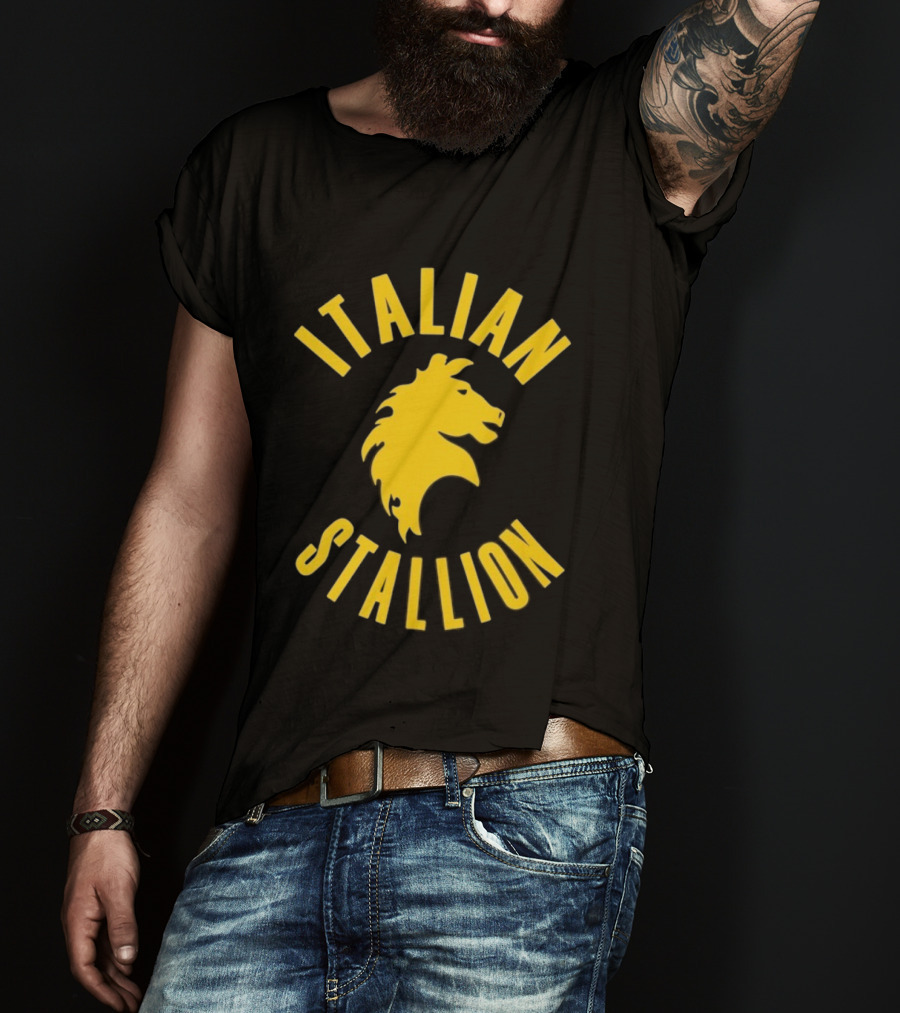 Rocky Balboa Italian Stallion Iconic Yellow Horse Emblem T-Shirt