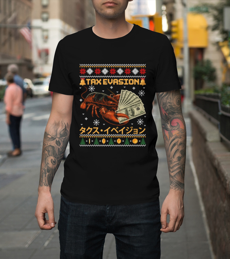 Tax Evasion Lobster Christmas Money Snowflakes T-Shirt