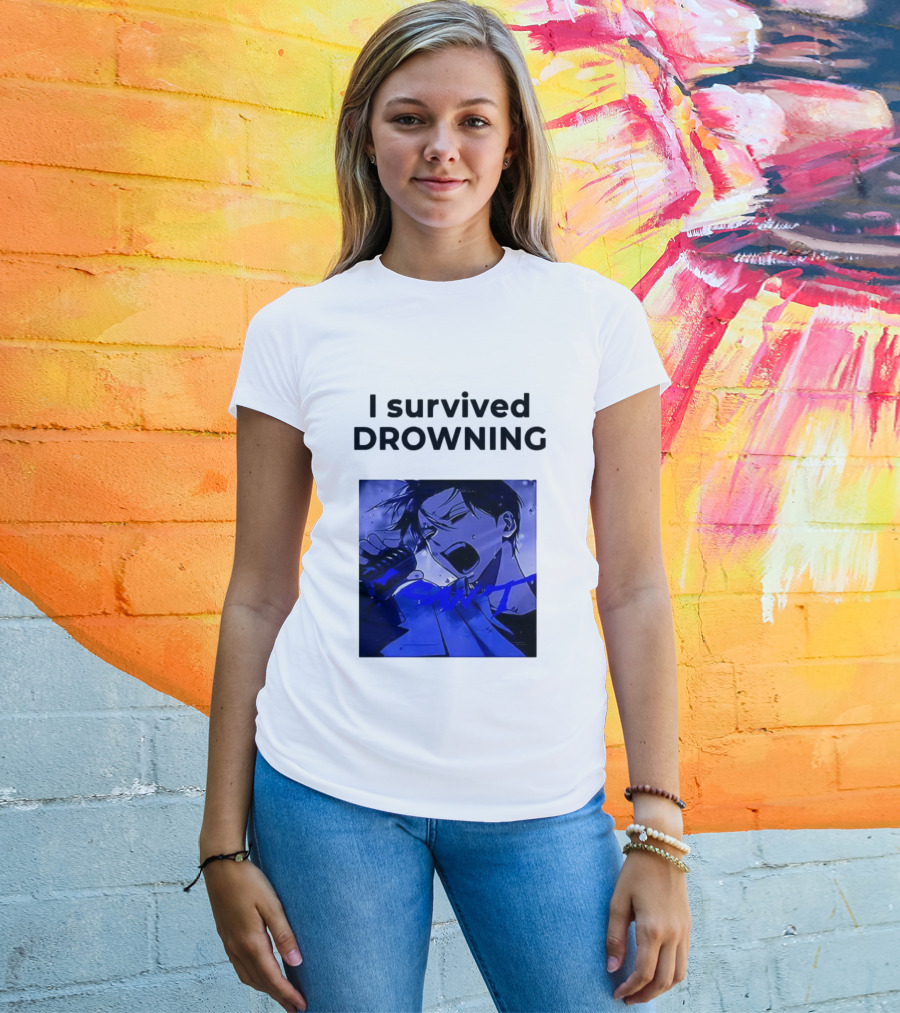 I Survived Drowning Akamu Na Ko Anime Character Blue Art T-Shirt