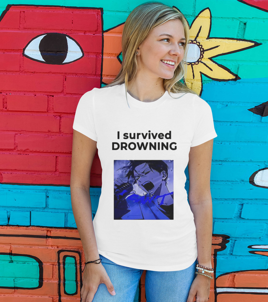 I Survived Drowning Akamu Na Ko Anime Character Blue Art T-Shirt