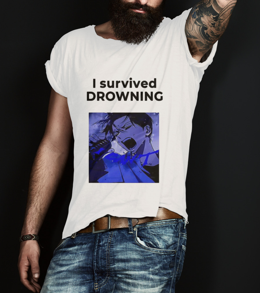 I Survived Drowning Akamu Na Ko Anime Character Blue Art T-Shirt