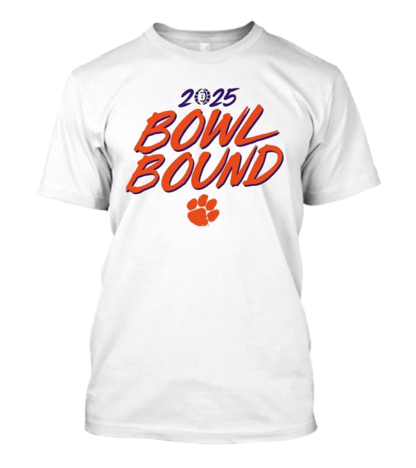 Clemson Tigers 2025 Bowl Bound Football Paw Logo T-Shirt