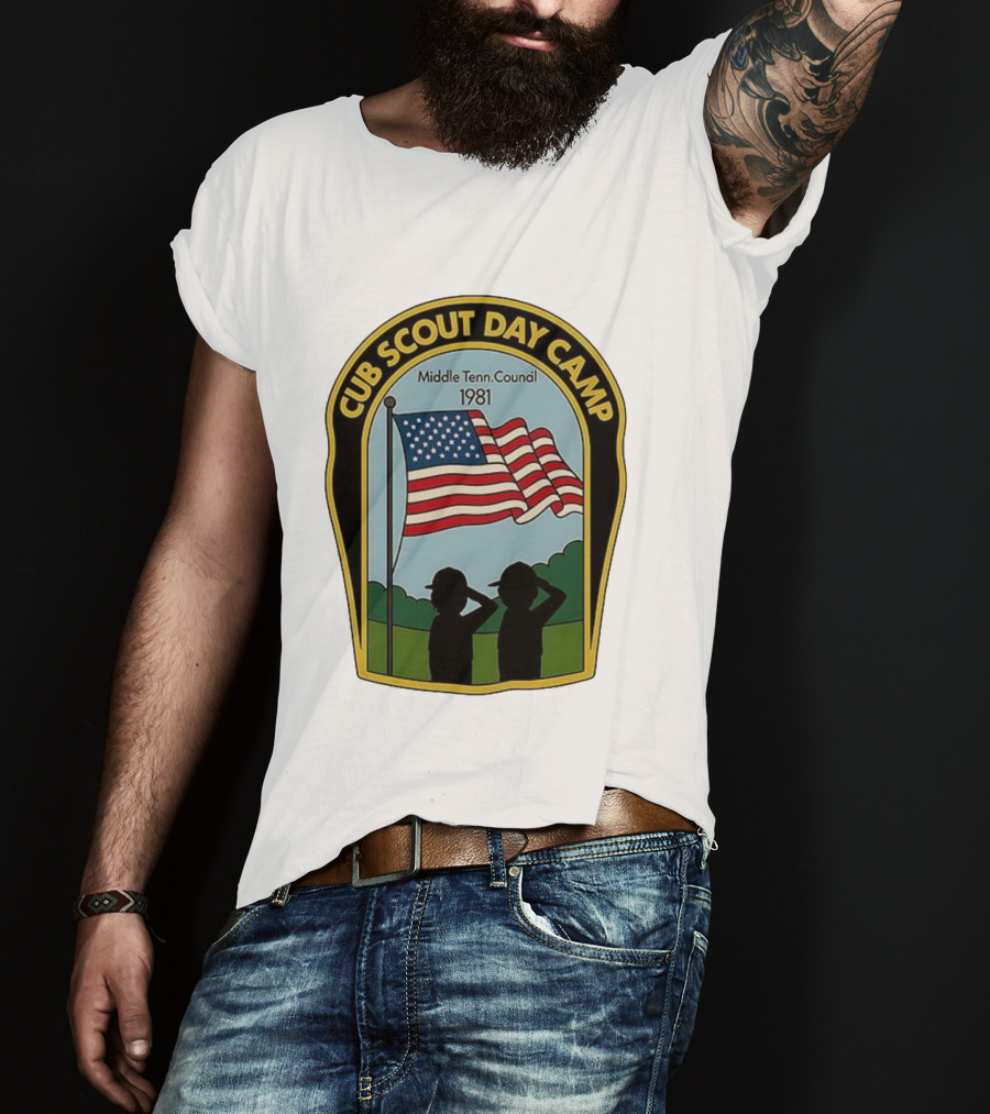 Cub Scout Day Camp Middle Tennessee Council 1981 American Flag T-Shirt