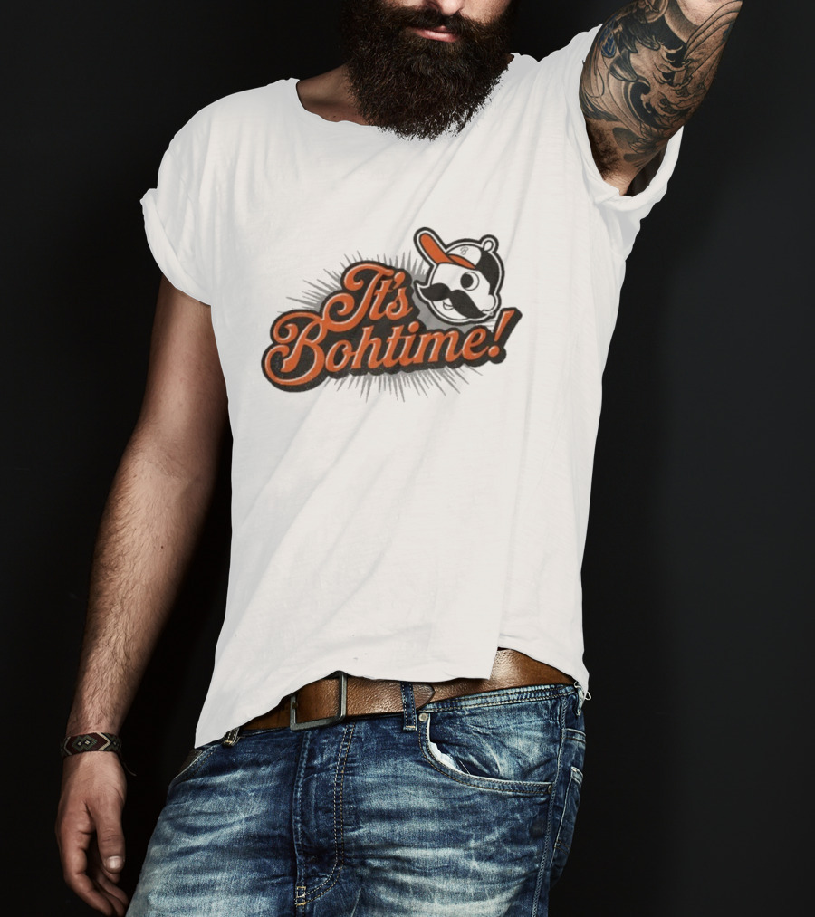 National Bohemian It's Bohtime Iconic Mustache Logo Vintage Style T-Shirt