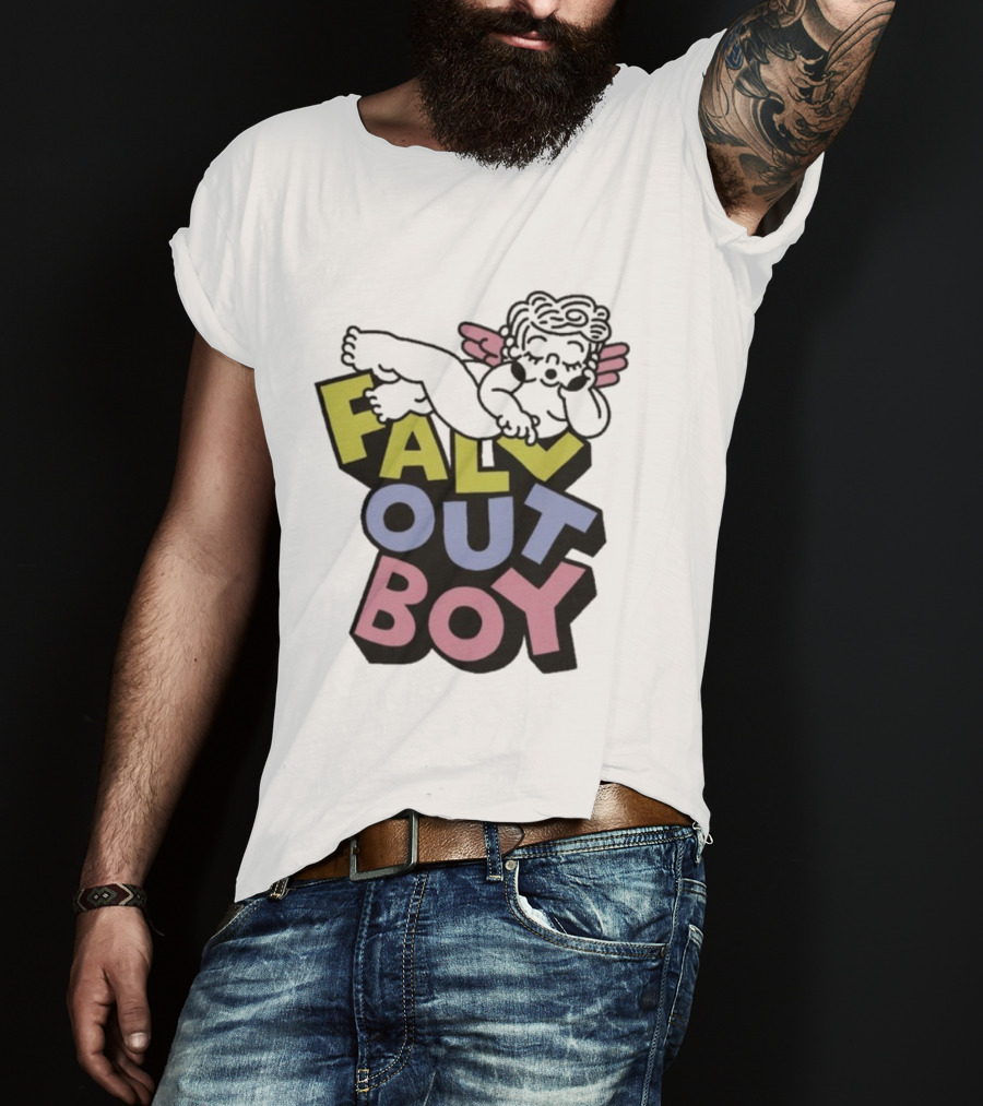 Fall Out Boy Sleepy Angel Iconic Pastel Text T-Shirt