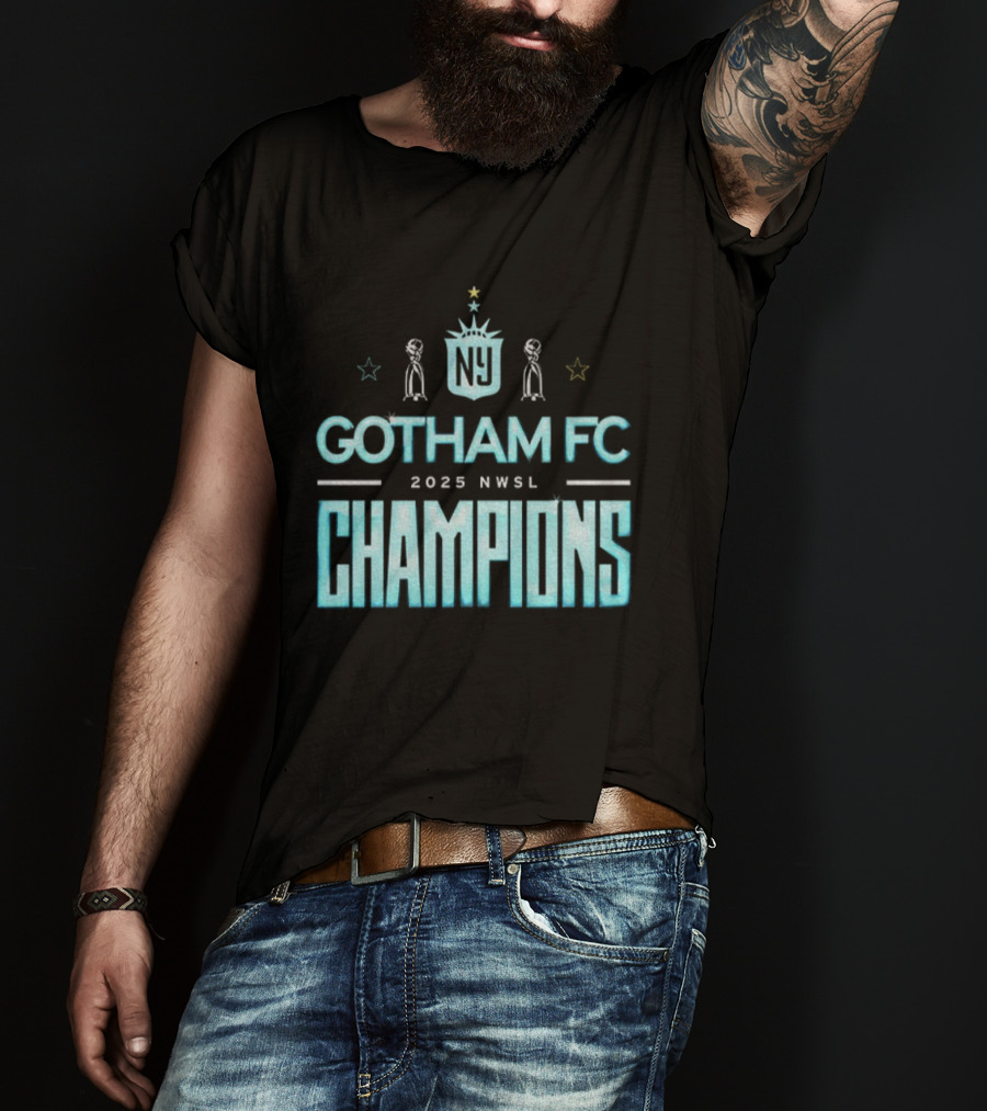 Gotham FC 2025 NWSL Champions Victory Trophy Celebration T-Shirt