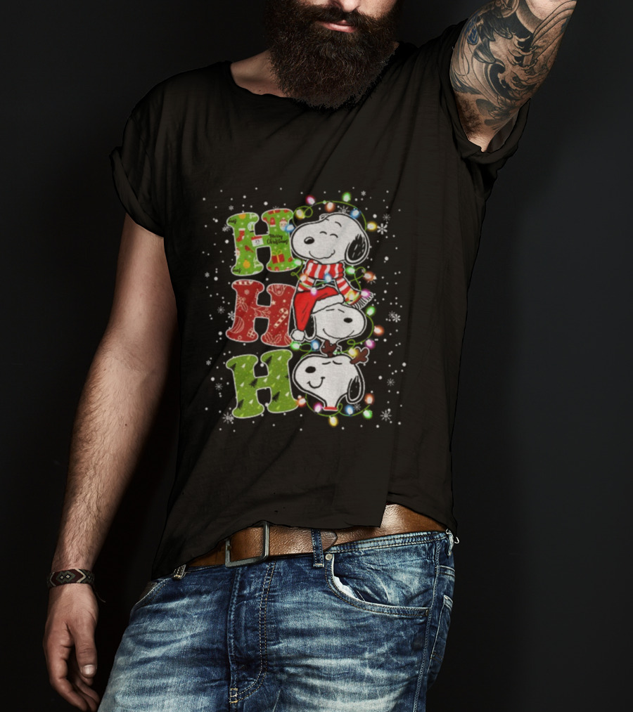 Ho Ho Ho Snoopy Winter Merry Christmas Lights T-Shirt