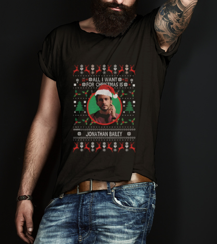 All I Want For Christmas Is Jonathan Bailey Santa Hat Merry Christmas T-Shirt