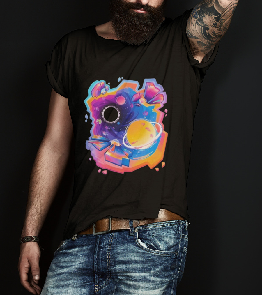 MindCap ORBIT Cosmic Planetary Vortex With Neon Crystals T-Shirt