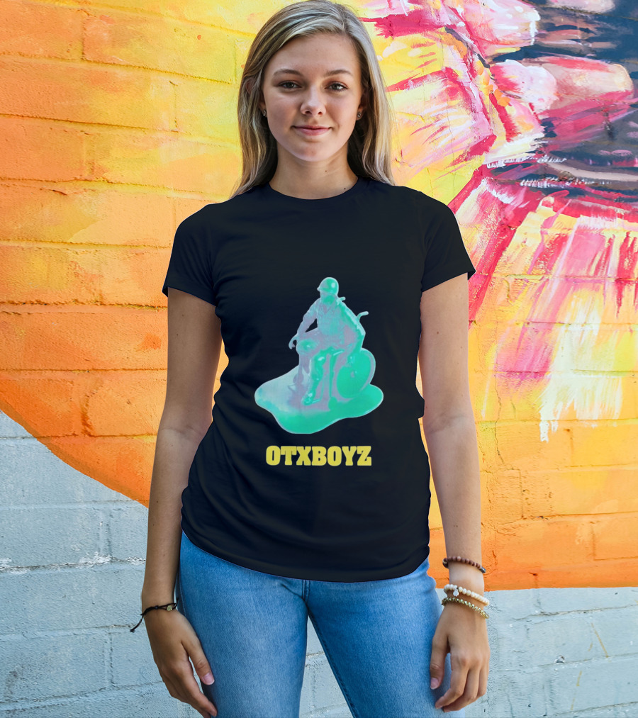 OTXBOYZ Toy Soldier In Wheelchair Vibrant Green Military Imagery T-Shirt