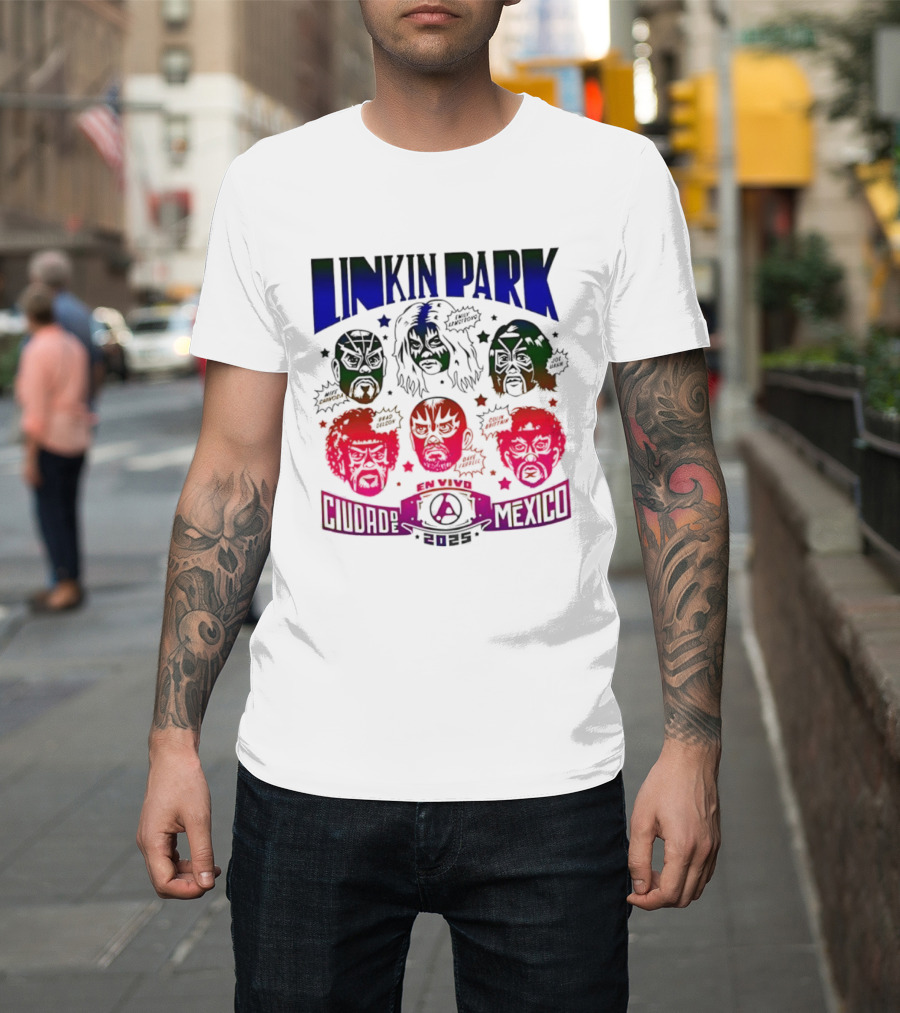 Linkin Park Lucha Libre En Vivo Mexico 2025 Concert T-Shirt