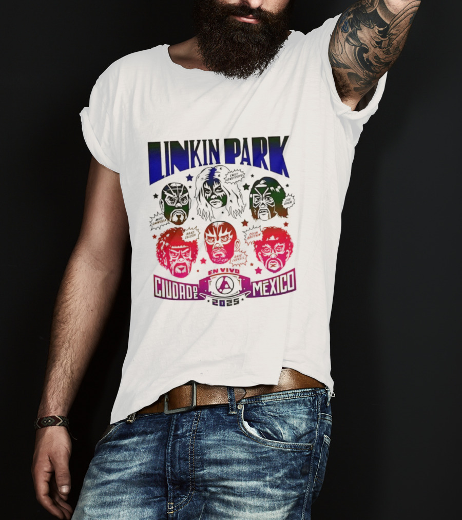 Linkin Park Lucha Libre En Vivo Mexico 2025 Concert T-Shirt