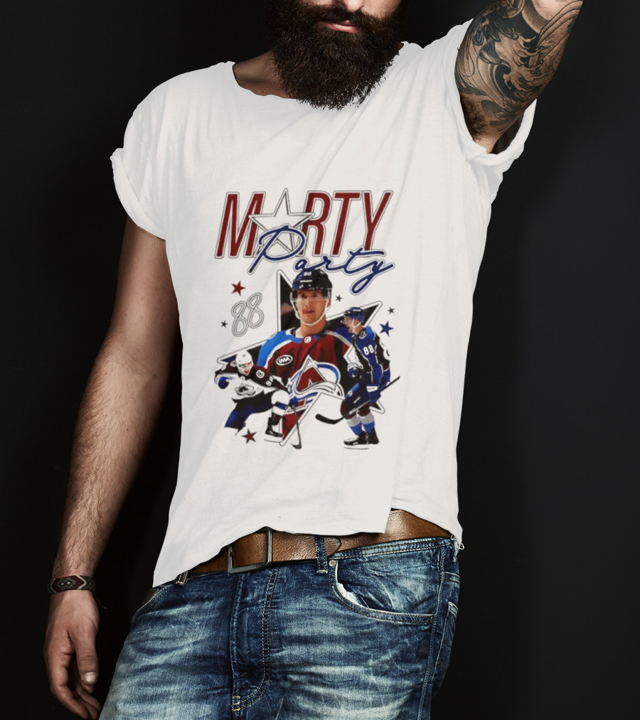 Marty Party Martin Necas 88 Colorado Avalanche NHL Tribute T-Shirt
