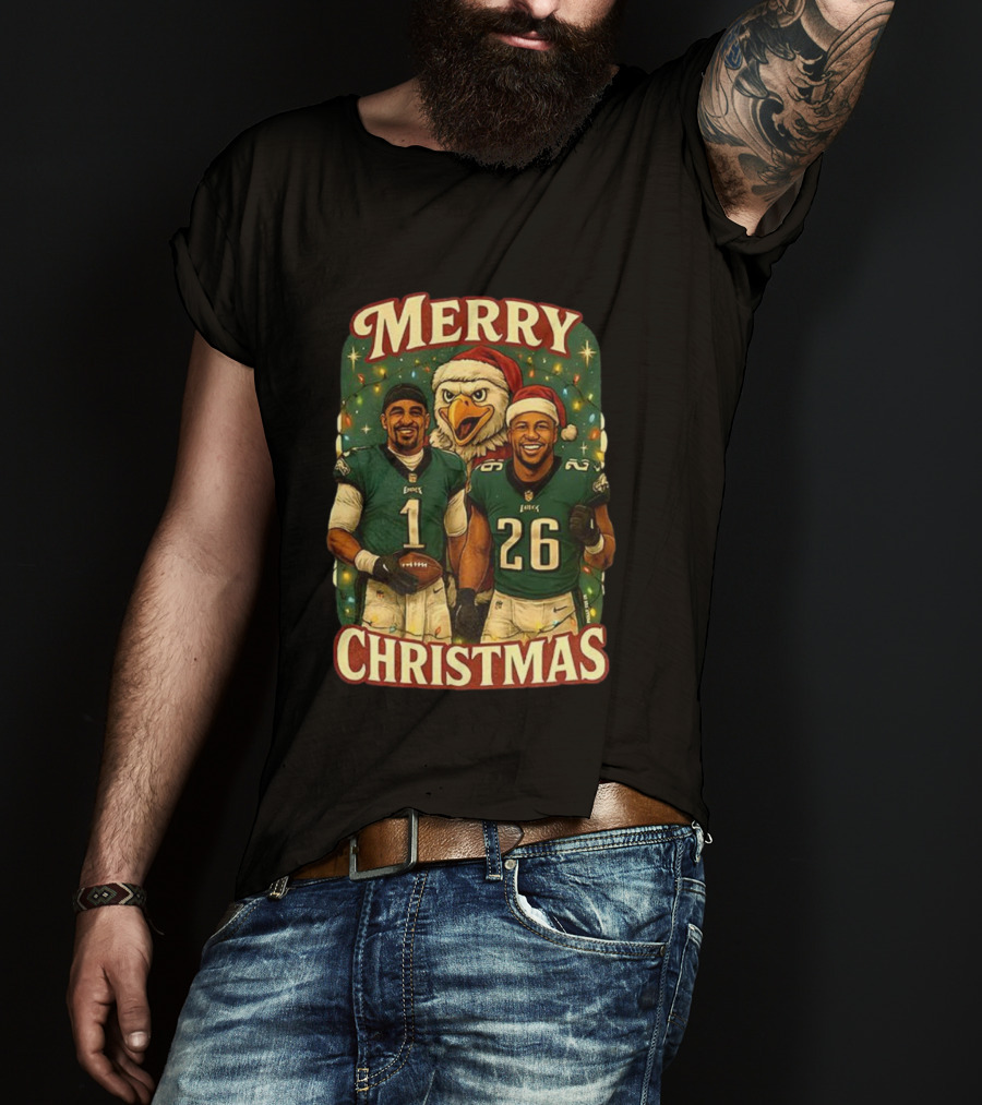 Merry Christmas Jalen Hurts Saquon Barkley Philadelphia Eagles T-Shirt