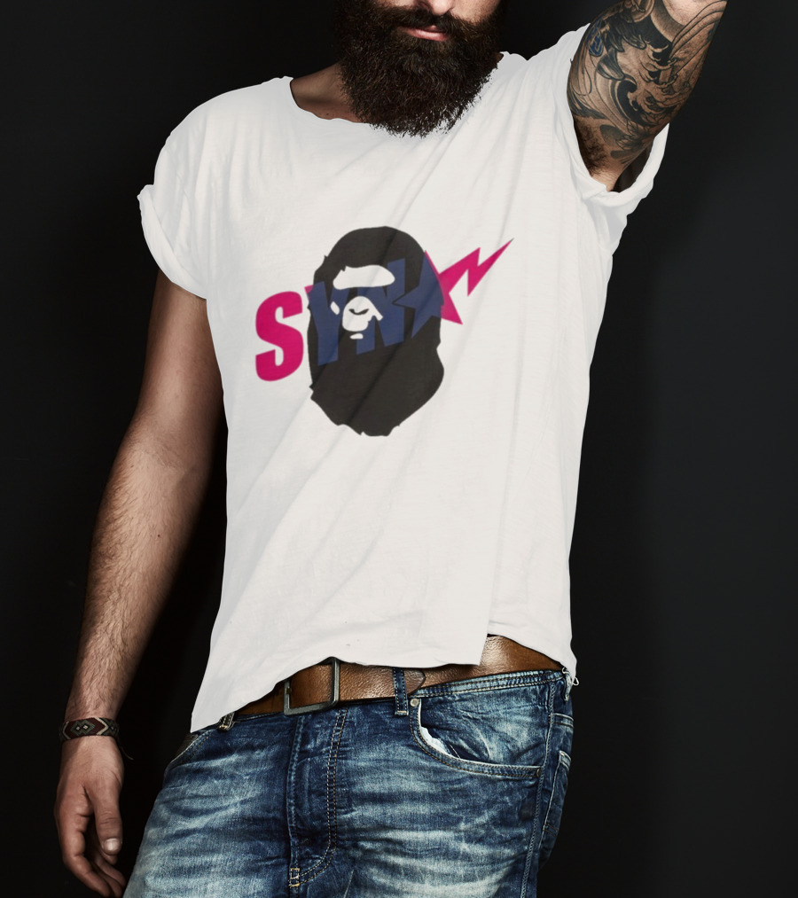 SYN Syna Synning Bape Ape Head Lightning Bold Hip-Hop Streetwear T-Shirt