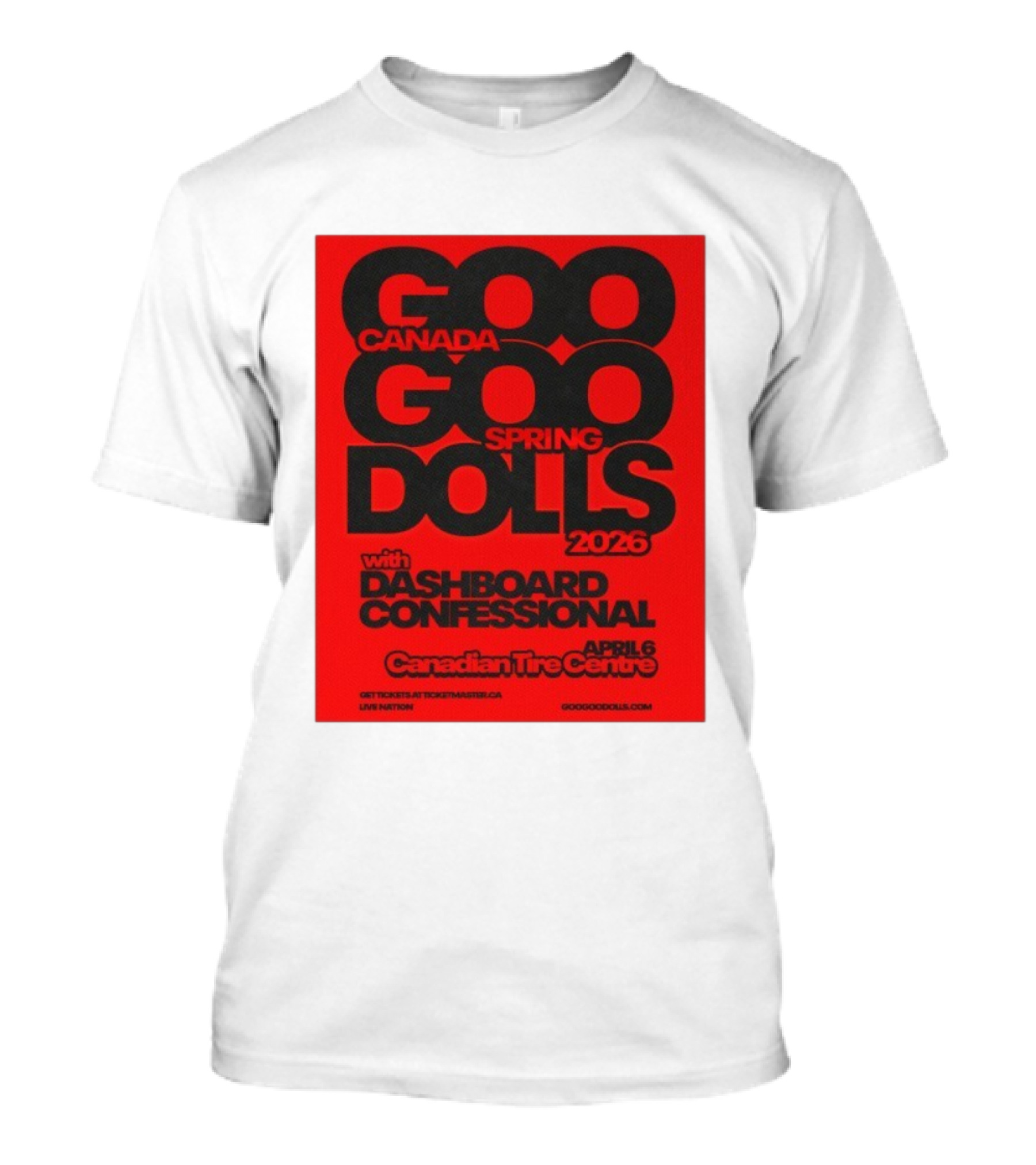 Goo Goo Dolls Canada Spring Tour 2026 With Dashboard Confessional April 6 Canadian Tire Centre T-Shirt