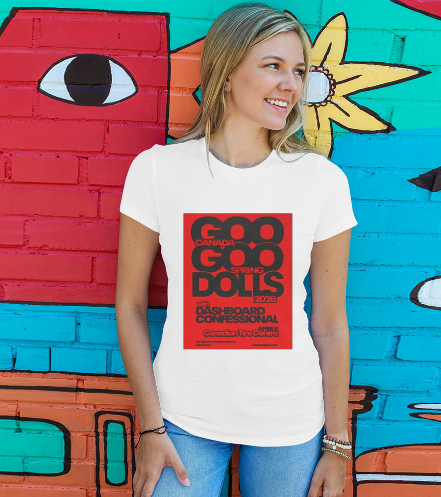 Goo Goo Dolls Canada Spring Tour 2026 With Dashboard Confessional April 6 Canadian Tire Centre T-Shirt