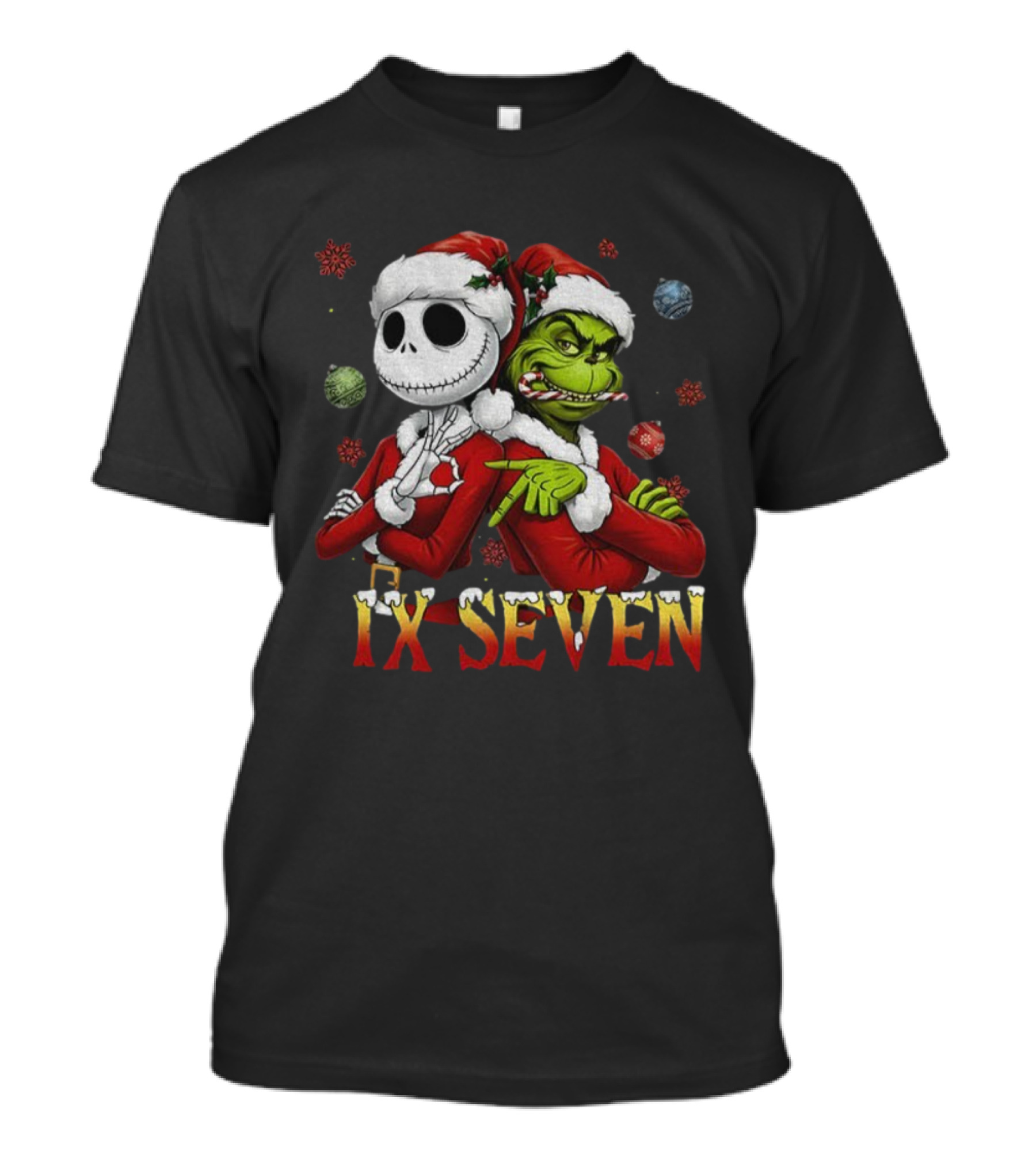Jack Skellington Grinch IX Seven Santa Christmas Meme T-Shirt