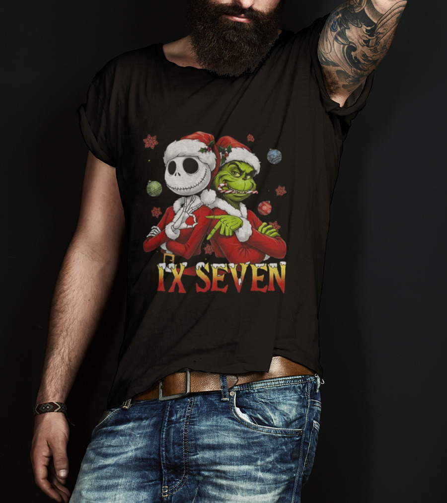 Jack Skellington Grinch IX Seven Santa Christmas Meme T-Shirt