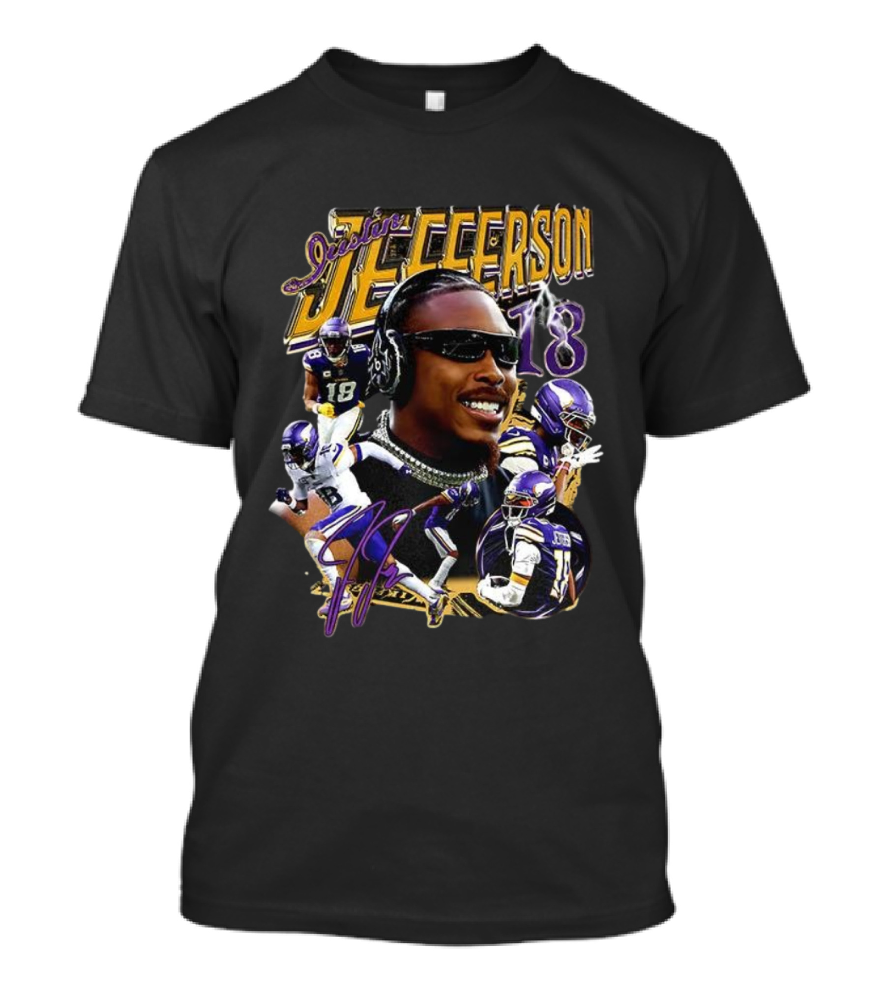 Justin Jefferson Minnesota Vikings Number 18 Signature Jett T-Shirt