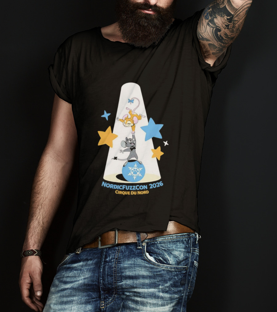 NordicFuzzCon 2026 Cirque Du Nord Mice Balancing Act Stars T-Shirt
