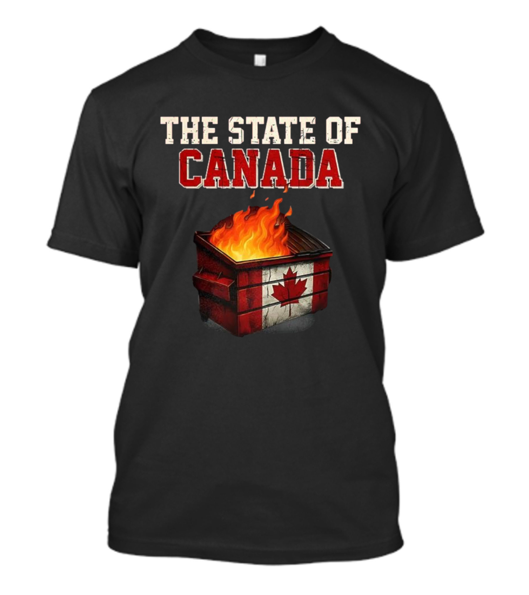 The State Of Canada Sarcastic Dumpster Fire Maple Leaf T-Shirt
