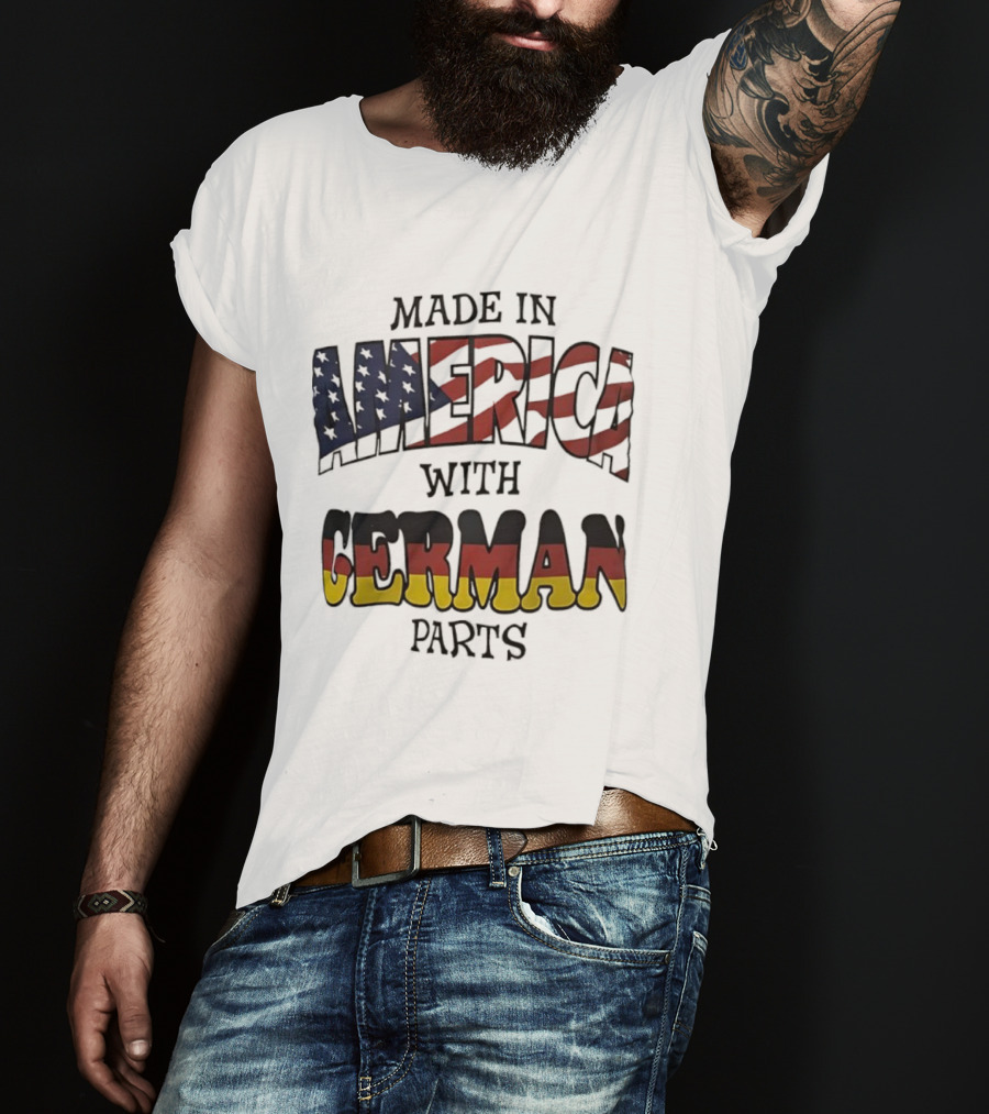 Made In America With German Parts USA Flag Stars Stripes German Flag Colors T-Shirt