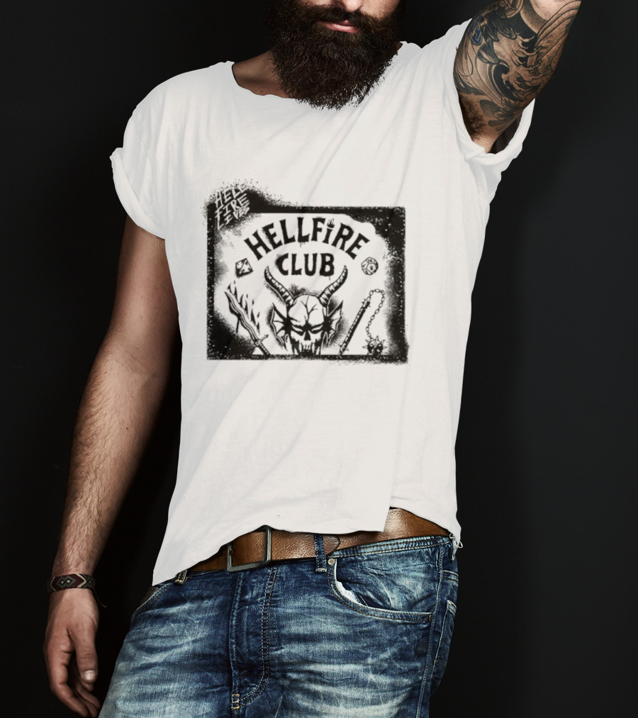 Stranger Things Hellfire Club Skull And Dice Graphic Vintage T-Shirt