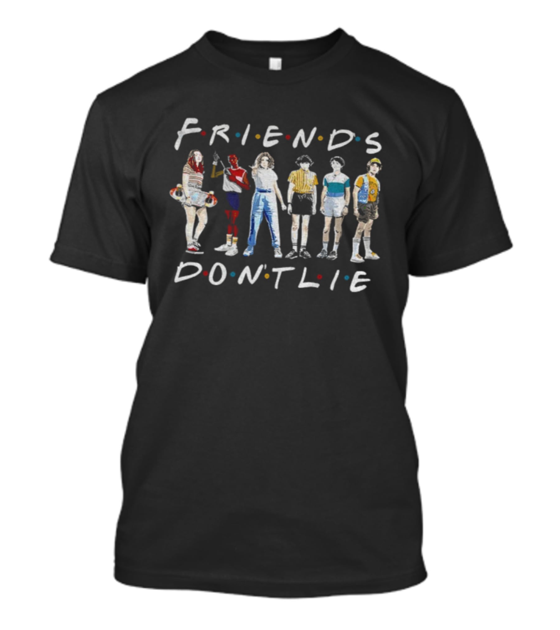 Friends Don't Lie Stranger Things Netflix Inspired Christmas Holiday 80s Style T-Shirt