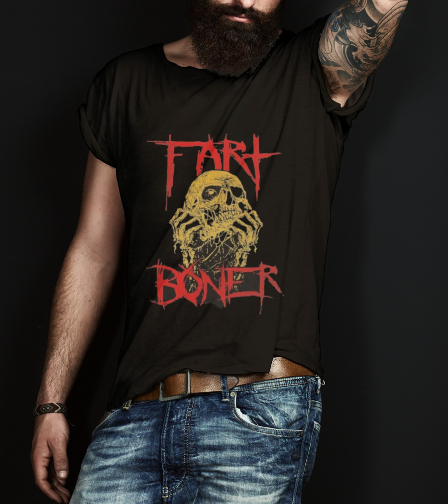 Fart Boner Skull Horror Punk Style Skeleton Yellow Red T-Shirt