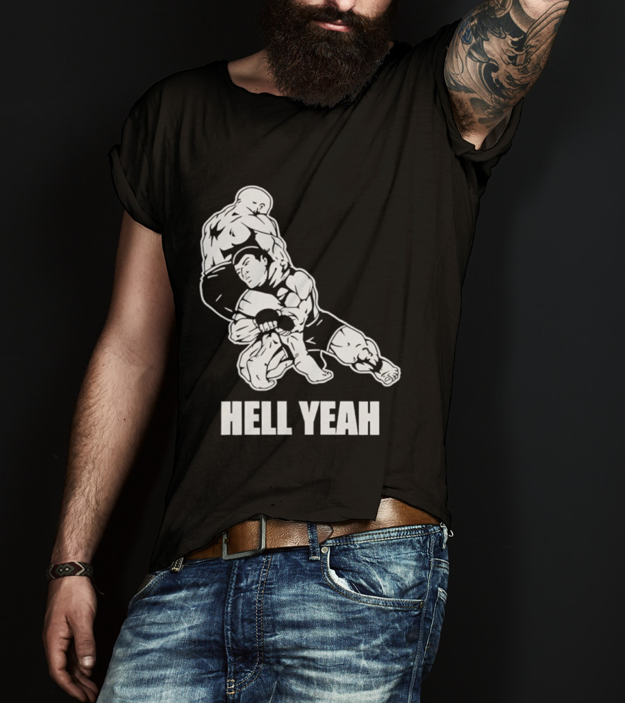 Hell Yeah Double Leg Takedown Wrestling Action T-Shirt