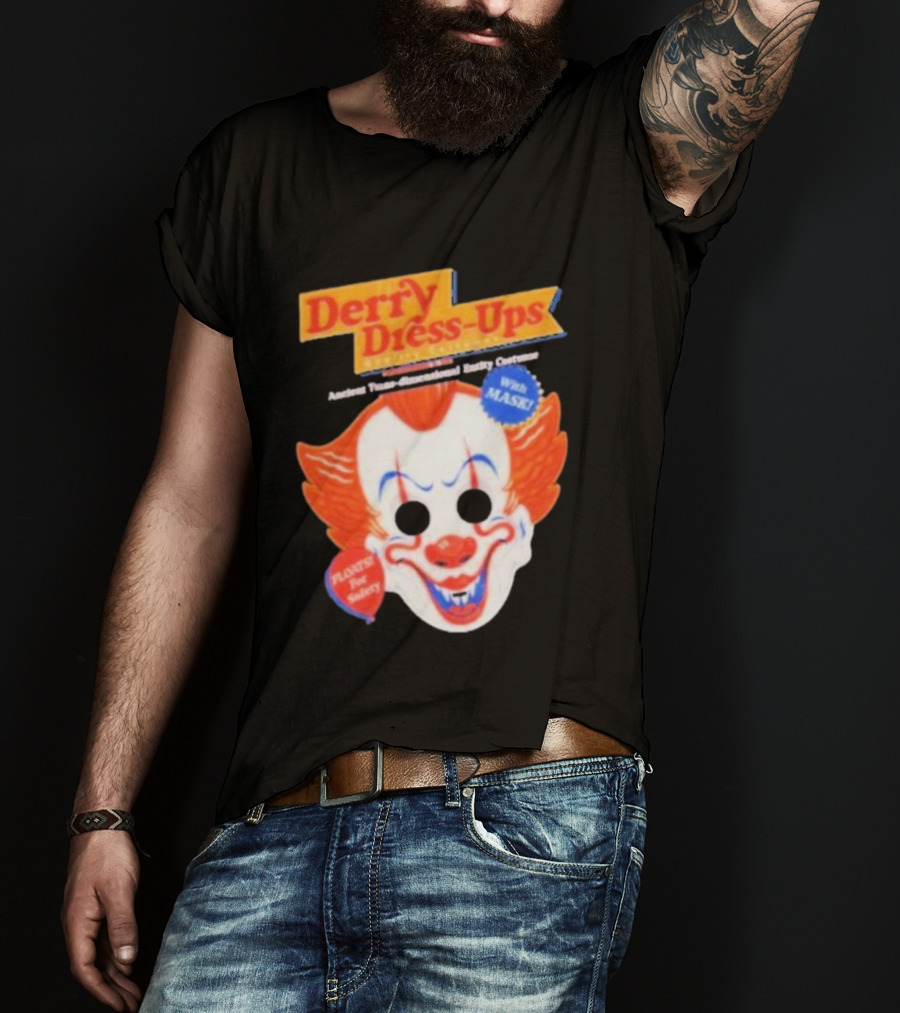 Derry Dress-Ups Clown Mask Costume Pennywise Tribute T-Shirt