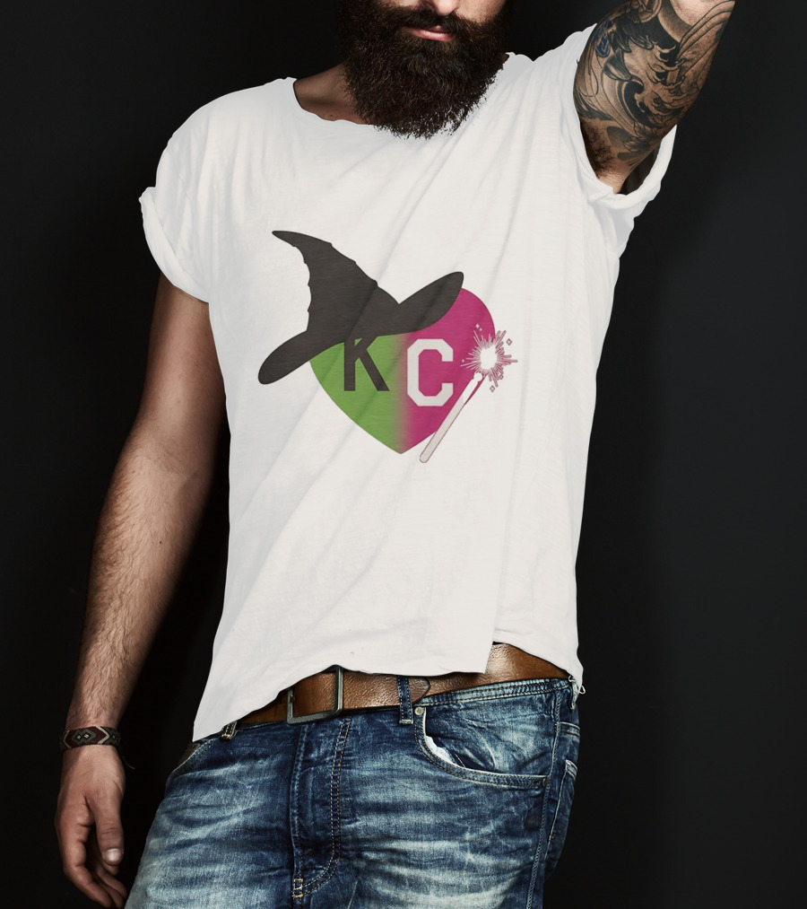Witch Hat KC Heart Magic Wand Design T-Shirt