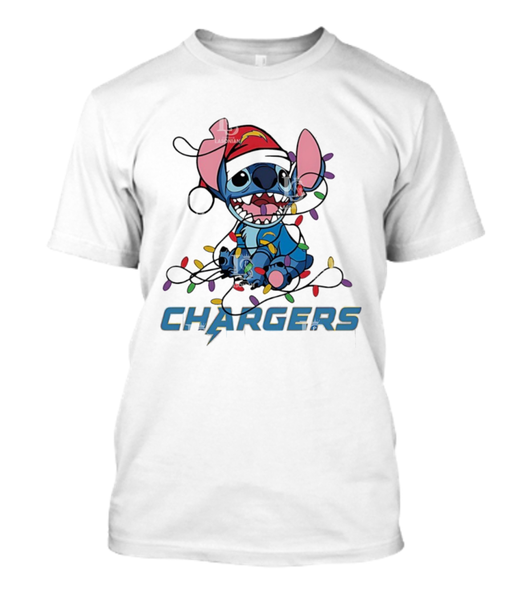 Stitch Christmas Lights Chargers Los Angeles Ornament T-Shirt