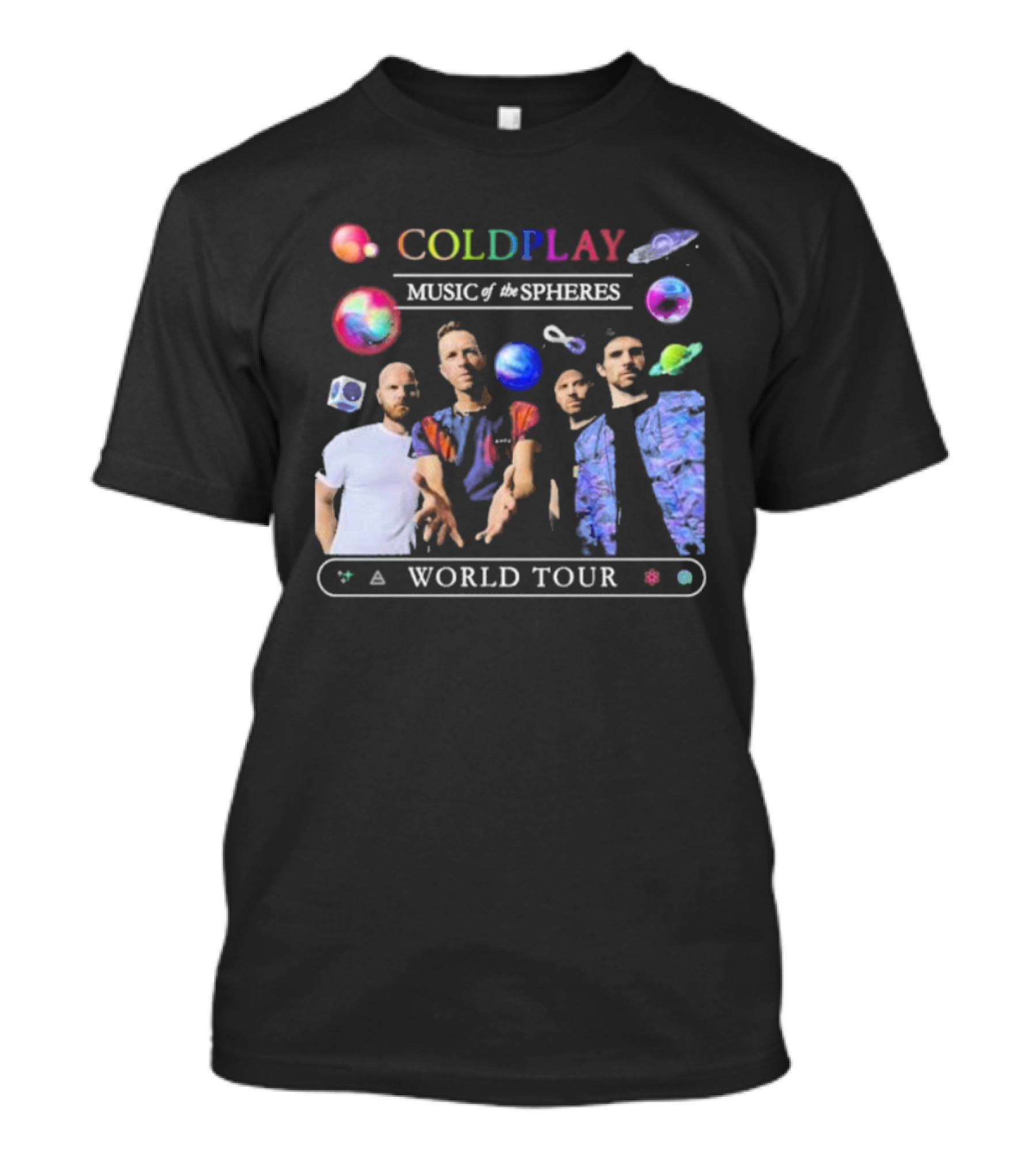 Coldplay Music Of The Spheres World Tour 2025 Band Planets Symbols T-Shirt