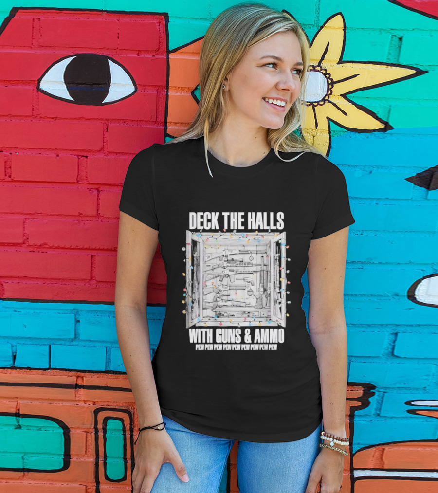 Deck The Halls With Guns And Ammo Holiday Lights T-Shirt