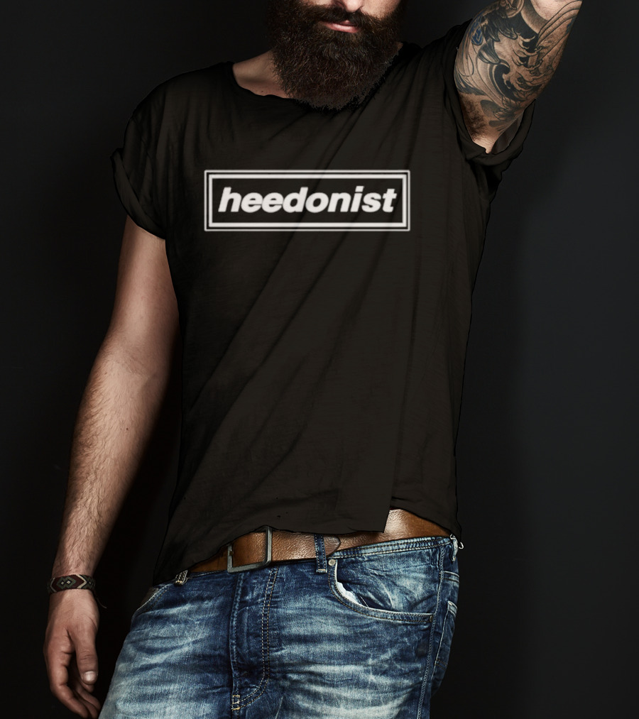 Heedonist Simple White Rectangle Text T-Shirt