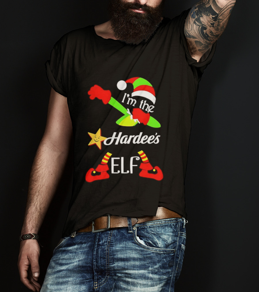 I'm The Hardee's Elf Christmas 2025 Holiday Cheer Santa Hat Festive Outfit T-Shirt