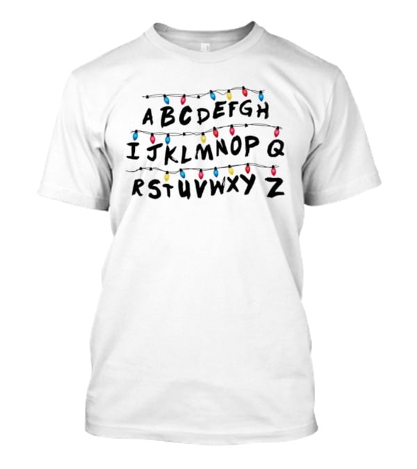 Alphabet Lights Christmas ABCDEFGHIJKLMNOPQRSTUVWXYZ T-Shirt