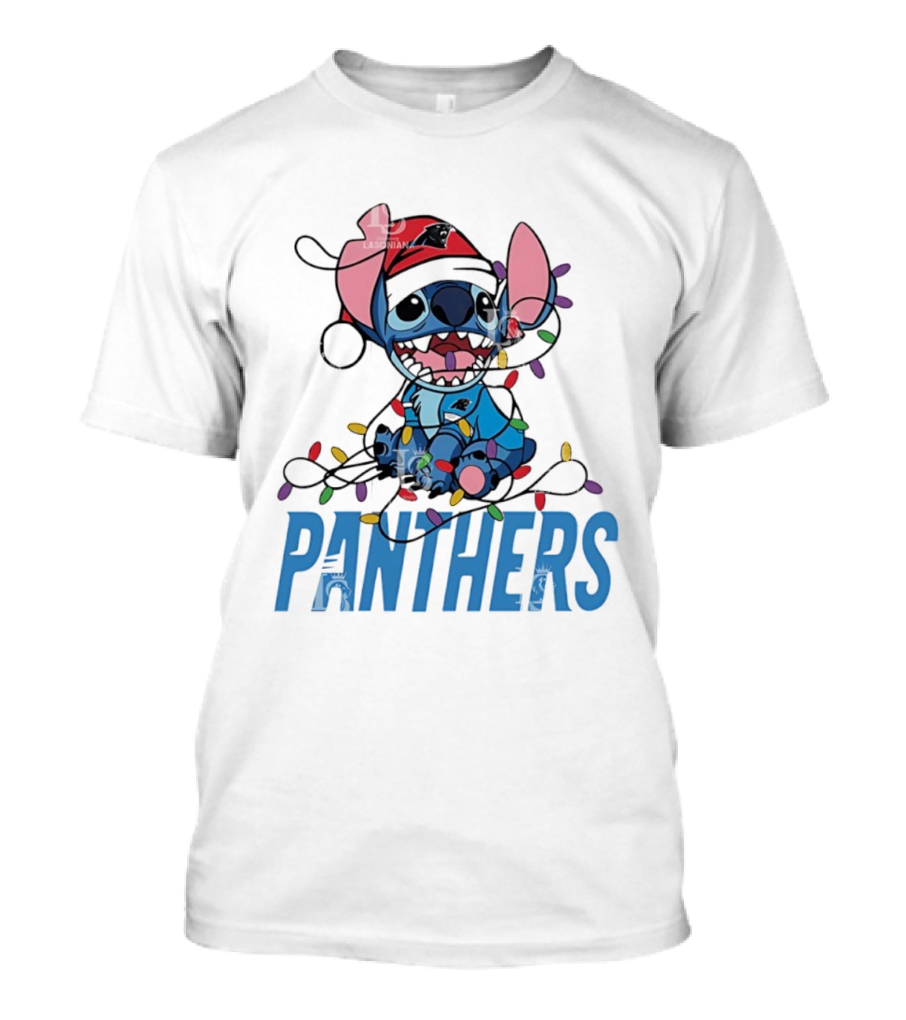 Carolina Panthers Stitch Christmas Lights Ornament T-Shirt