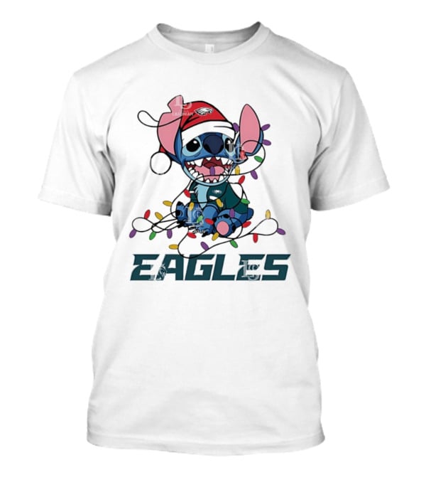 Philadelphia Eagles Stitch Christmas Lights Ornament Holiday Design T-Shirt