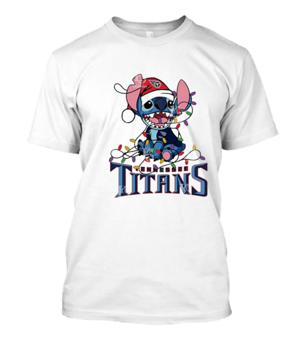 Tennessee Titans Stitch Christmas Lights Ornament T-Shirt
