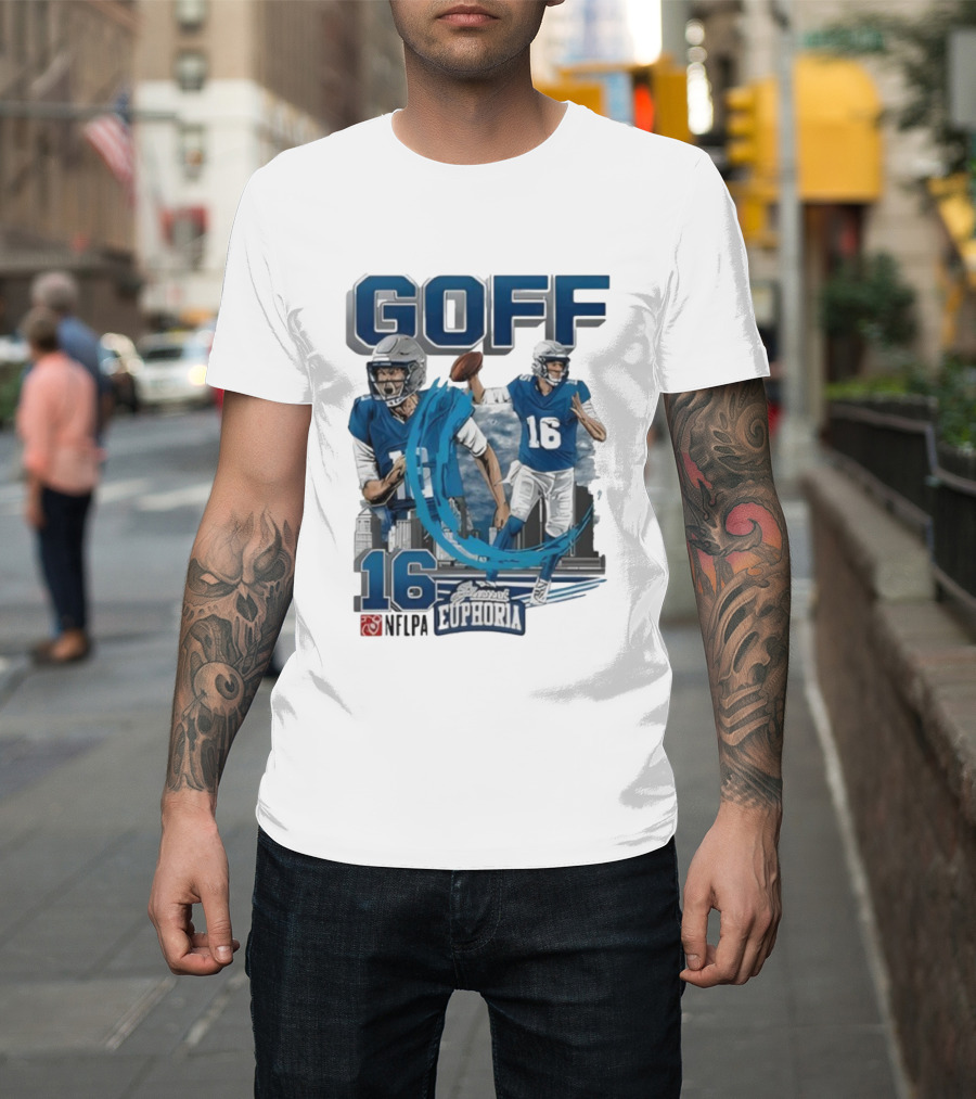 Goff 16 NFLPA Planet Euphoria Football Player Action T-Shirt