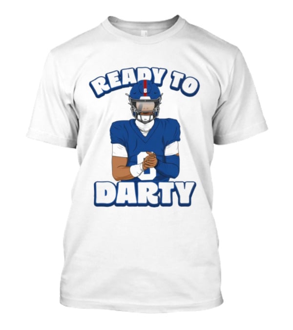 Jaxson Dart Ready To Darty NY Giants Football Illustration T-Shirt