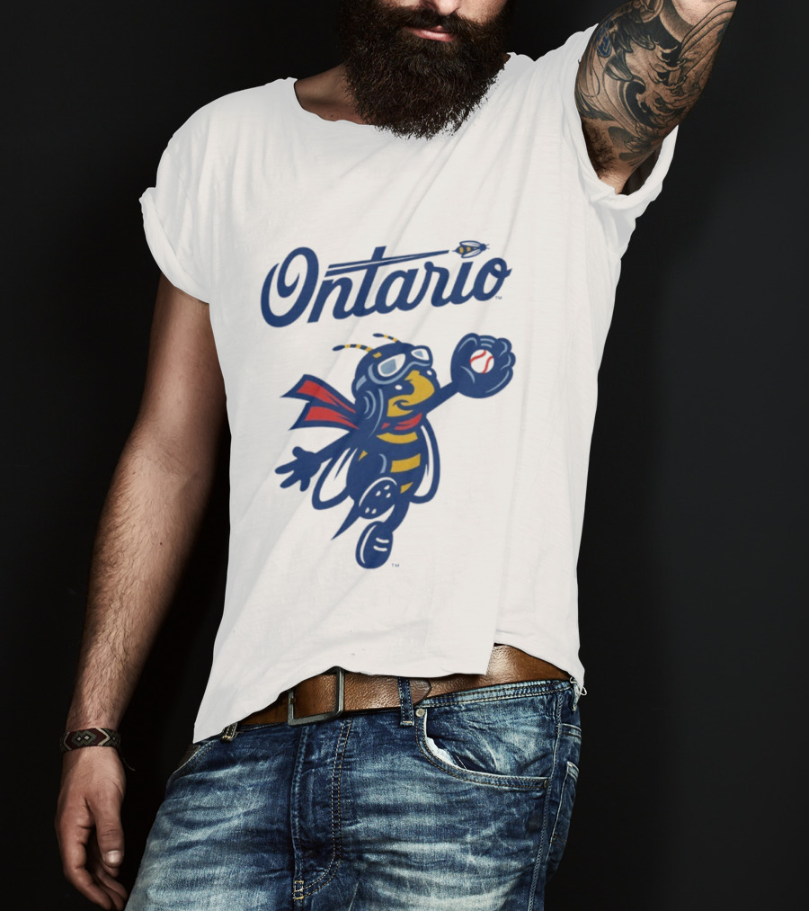 Ontario Buzzers Bee Mascot With Stylish Script And Flying Design T-Shirt