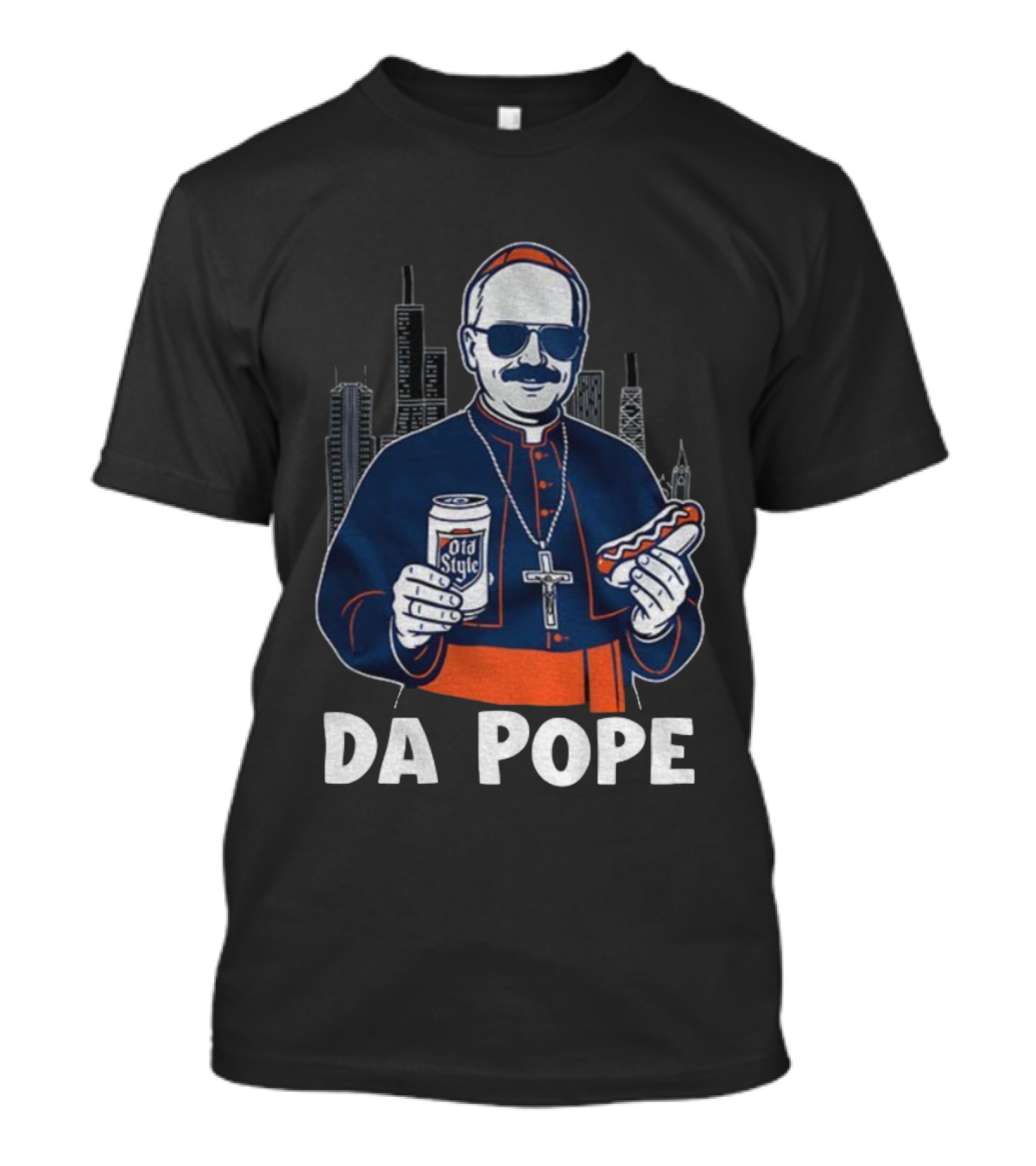 Chicago Da Pope Old Style Hot Dog City Skyline Bears Football T-Shirt