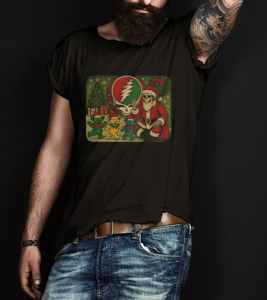 Grateful Dead Santa Skeleton Steal Your Face Bear Christmas T-Shirt