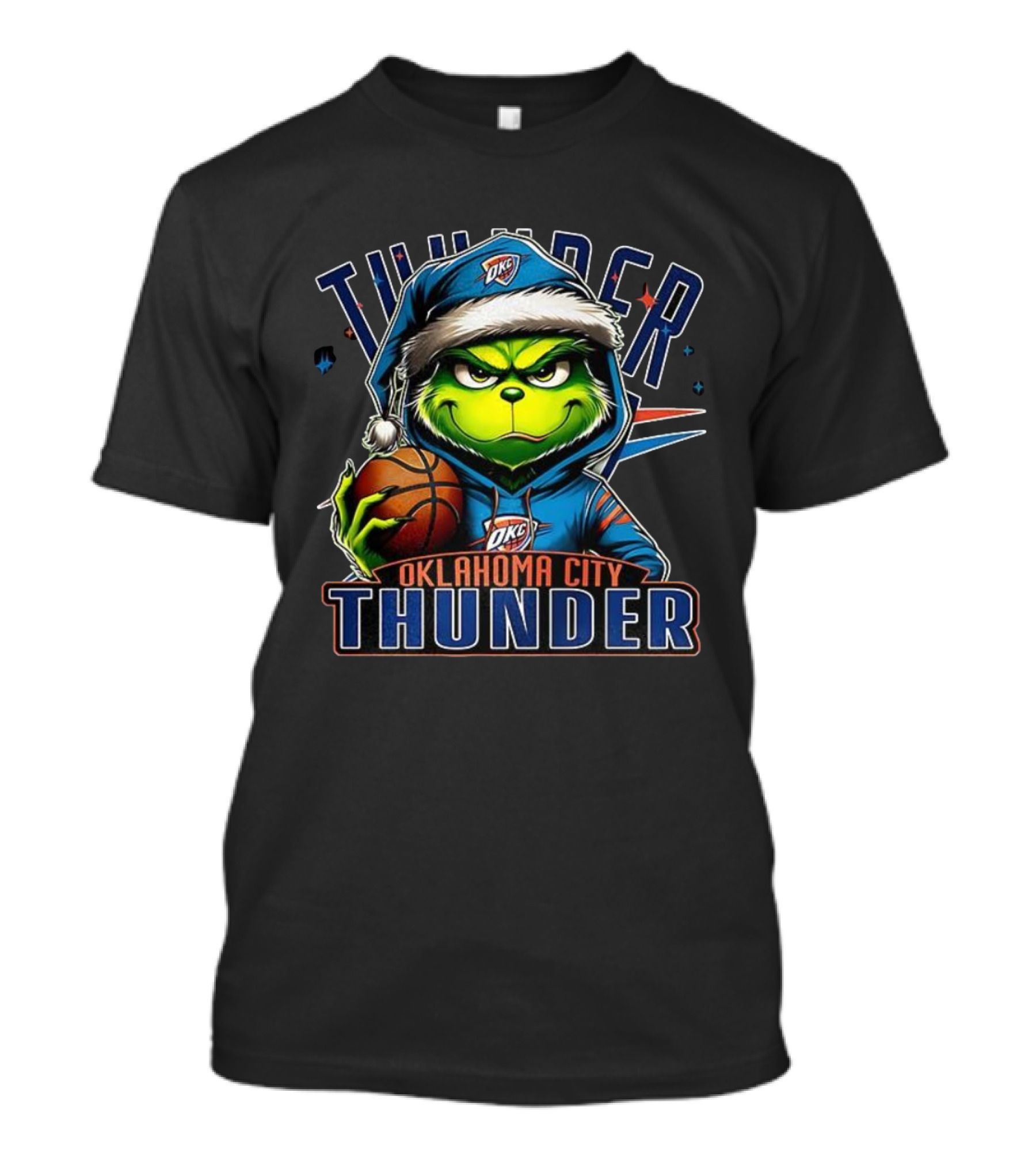 Oklahoma City Thunder Christmas Grinch Basketball Santa Hat T-Shirt