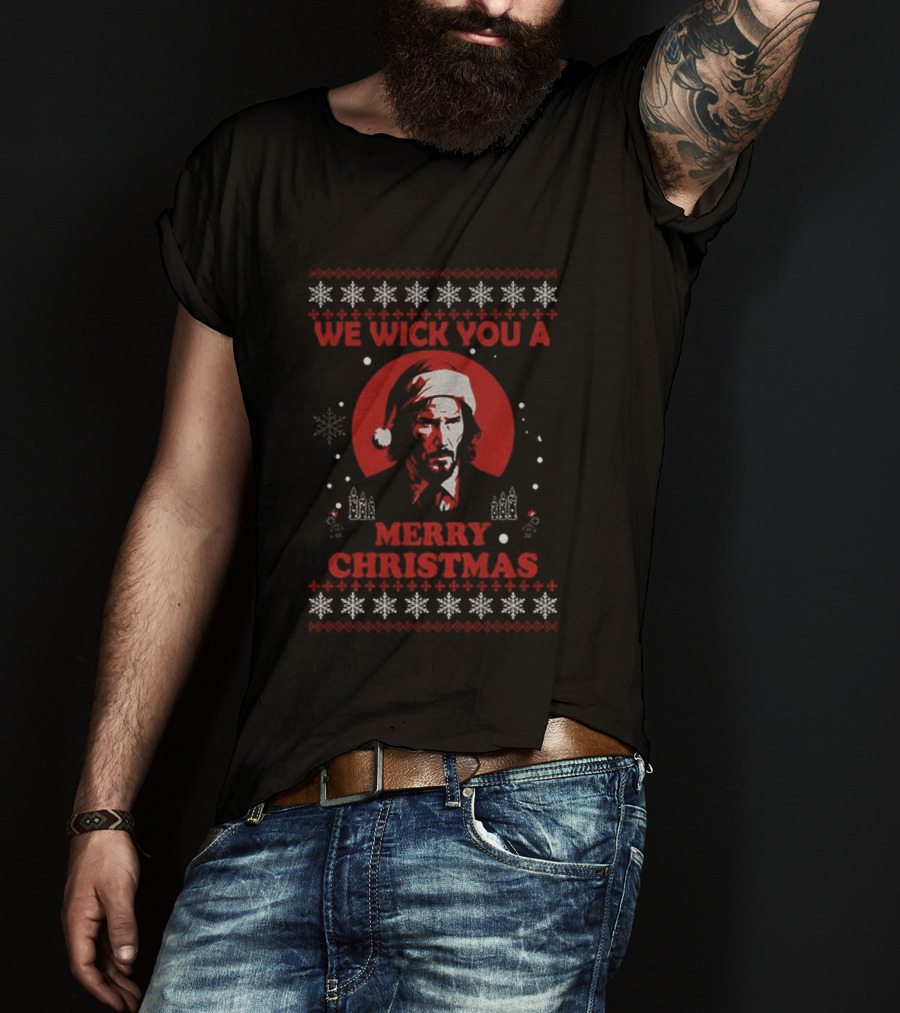 We Wick You A Merry Christmas John Wick Santa Claus Snowflakes Candles T-Shirt