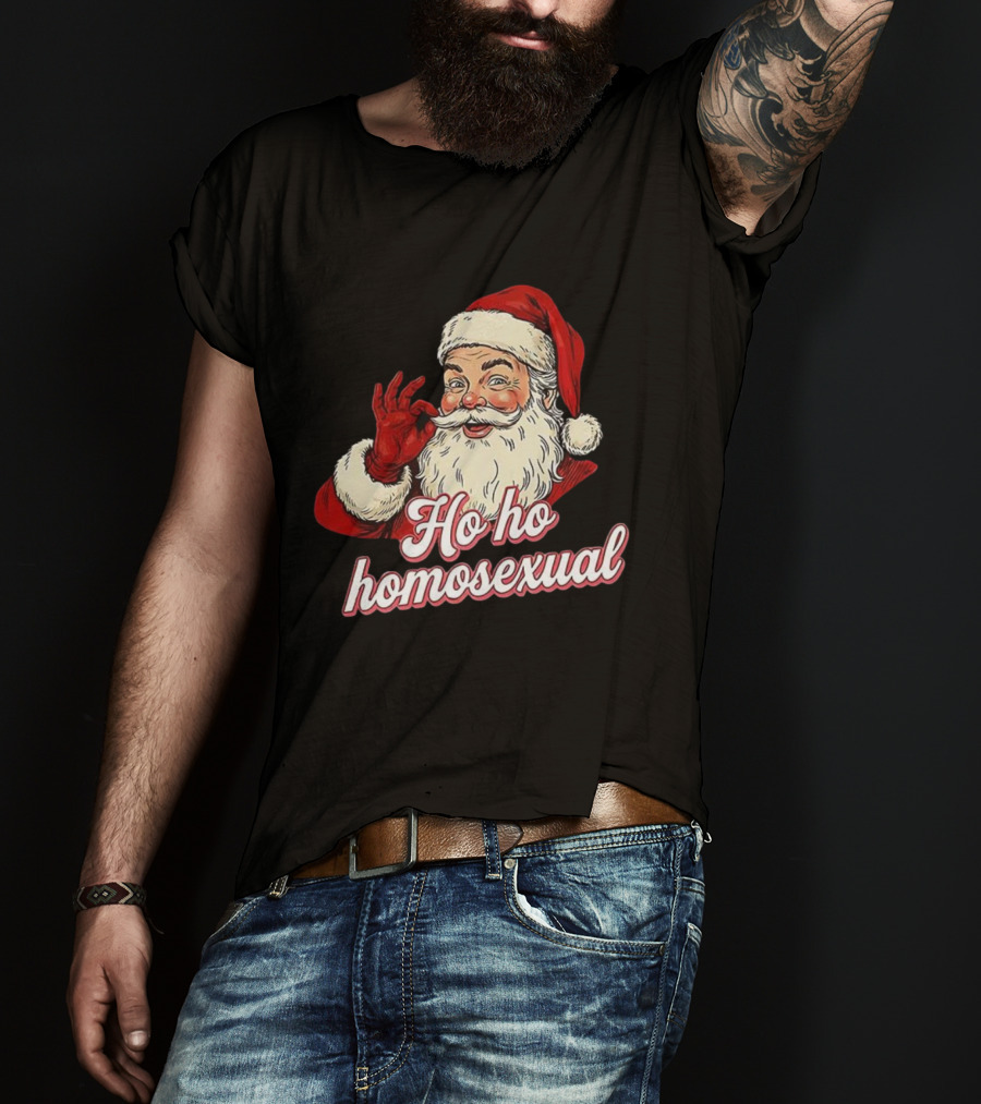 Santa Claus Ho Ho Homosexual Merry Christmas LGBTQ Pride T-Shirt